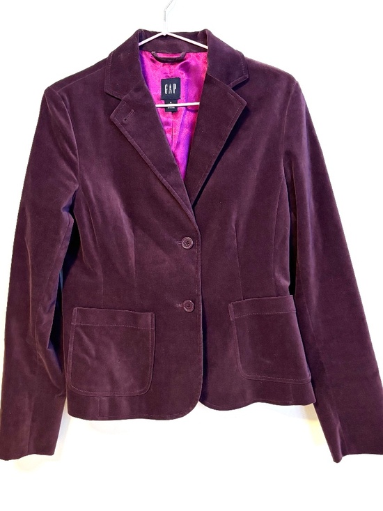 GAP Jackets & Blazers - GAP Velvet Two Button Collared Business Blazer Jacket Dark Purple Womens Size 6